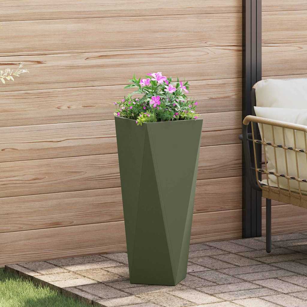 vidaXL Pflanzkübel 2 pcs Olive Grün 30 x 30 x 75 cm Stahl