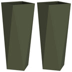 vidaXL Pflanzkübel 2 pcs Olive Grün 30 x 30 x 75 cm Stahl