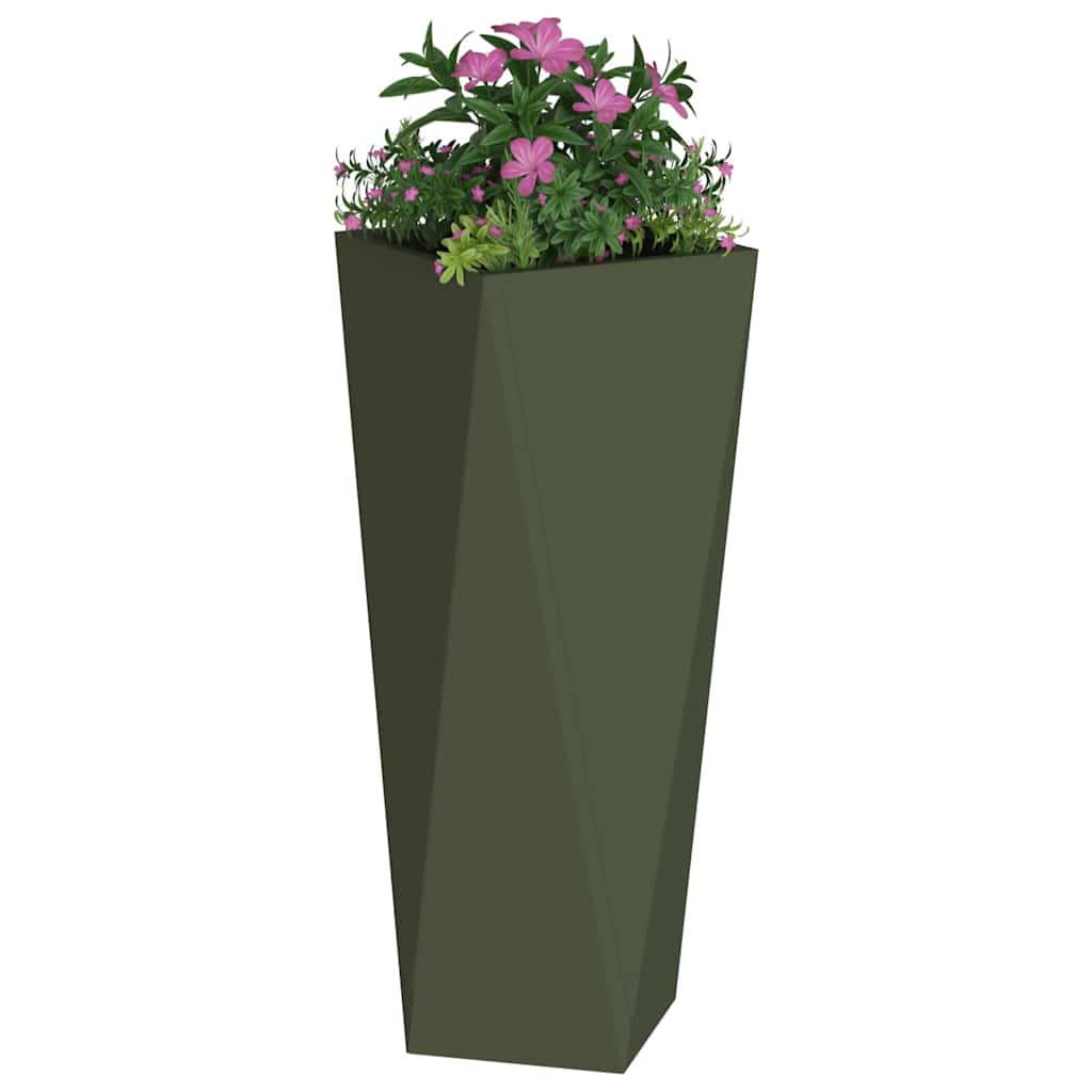 vidaXL Pflanzkübel 2 pcs Olive Grün 30 x 30 x 75 cm Stahl