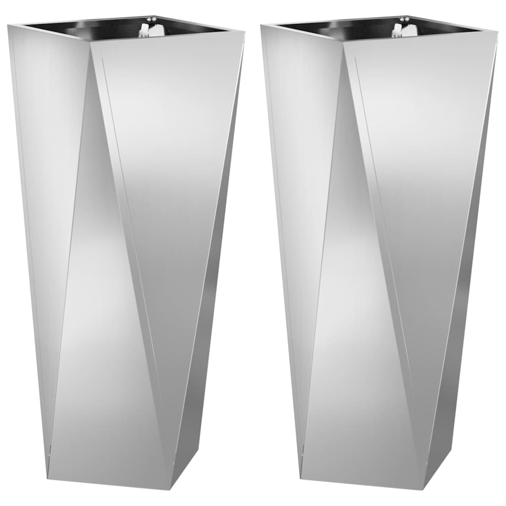 vidaXL Pflanzkübel 2 pcs Silber 30 x 30 x 75 cm Verzinkter Stahl