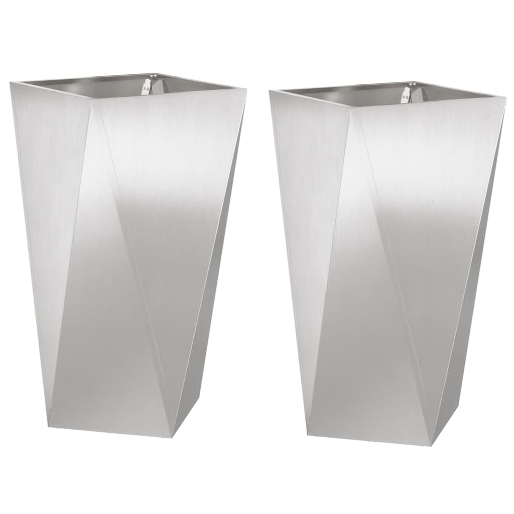 vidaXL Pflanzkübel 2 pcs Silber 40 x 40 x 75 cm Edelstahl
