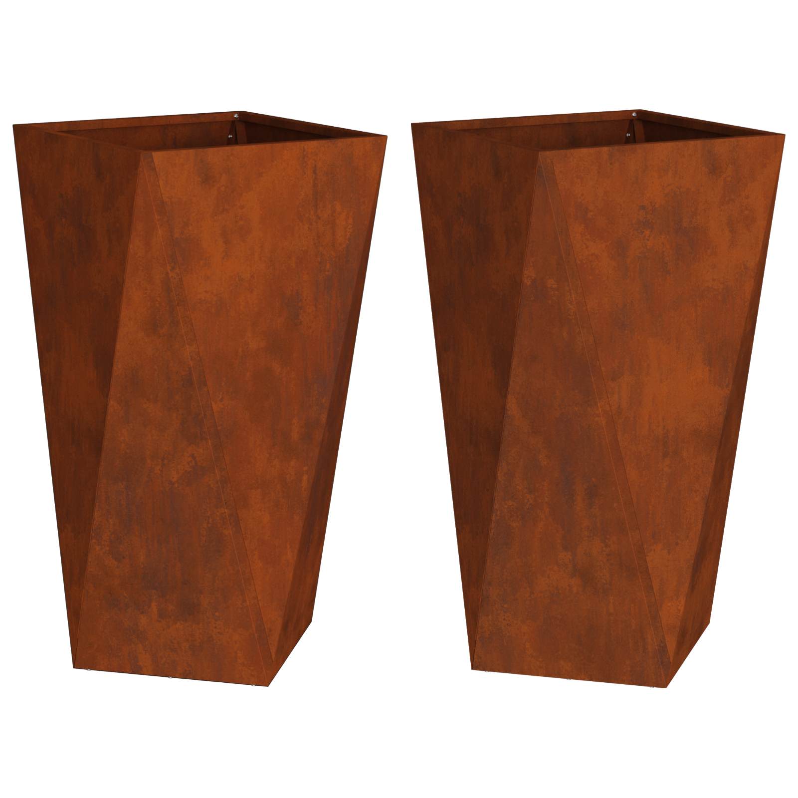 vidaXL Pflanzkübel 2 pcs Rostig 40 x 40 x 75 cm Wetterfeststahl