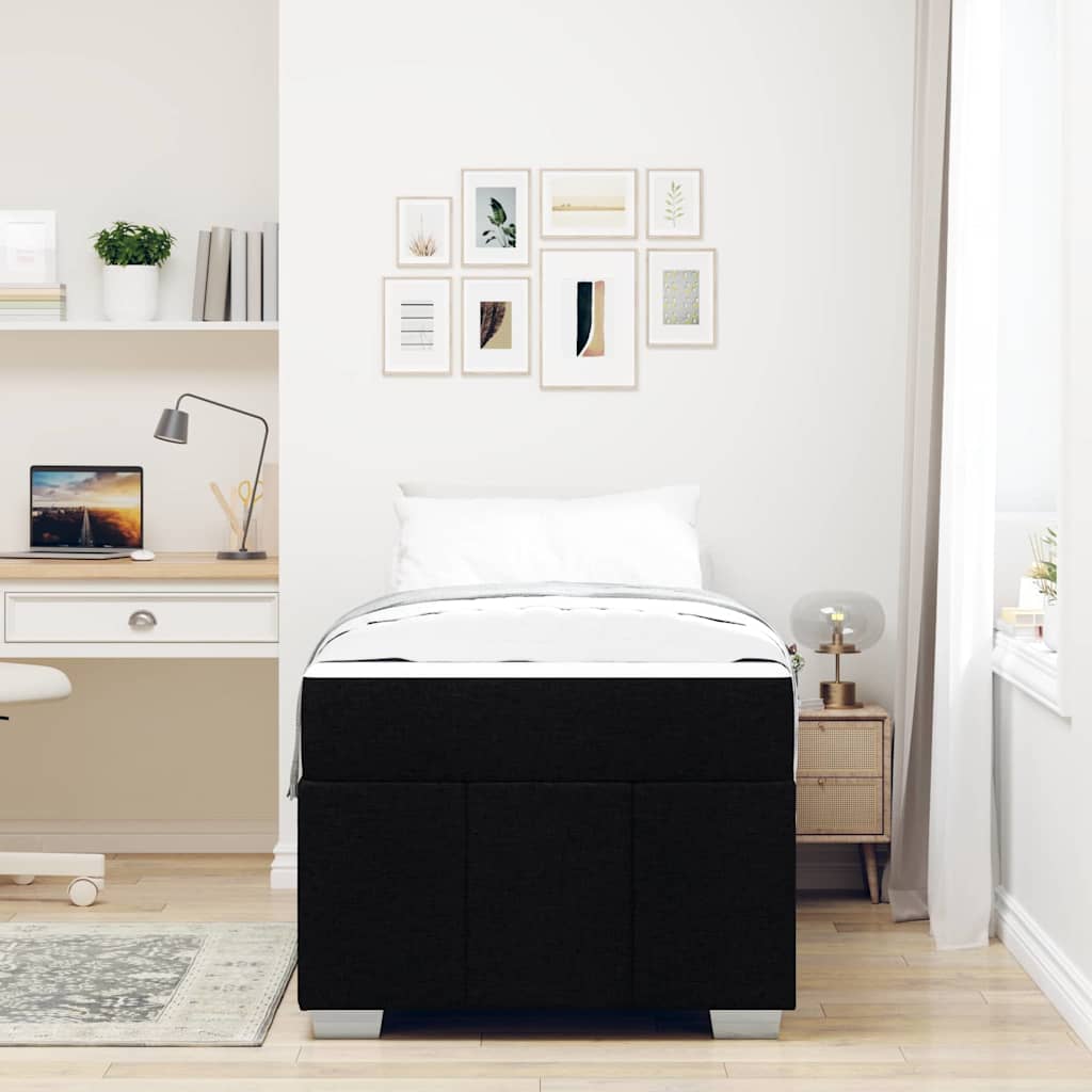 vidaXL Bettrahmen mit Matratze Schwarz 80 x 200 cm Stoff