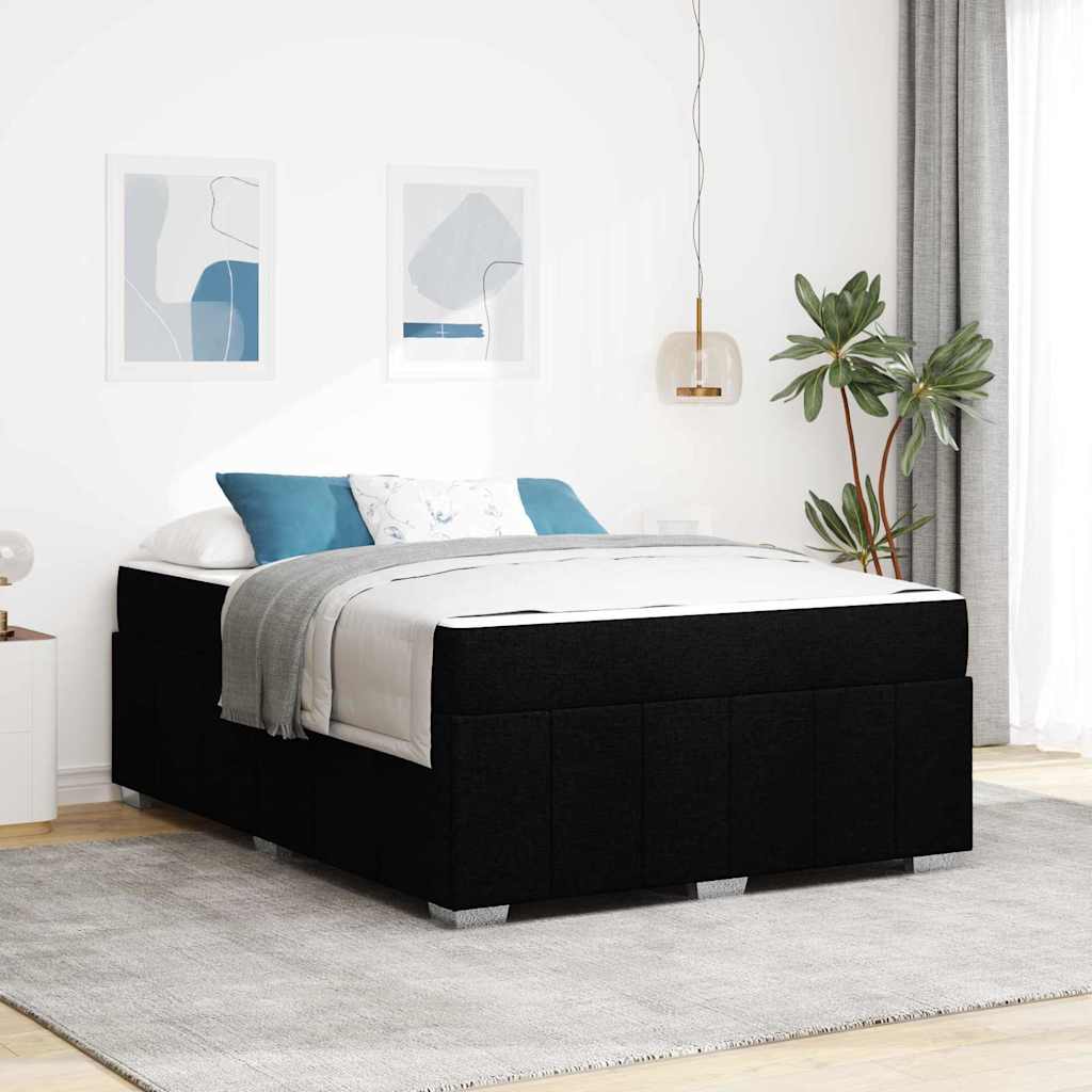 vidaXL Bettgestell mit Matratze Schwarz 140 x 200 cm Stoff