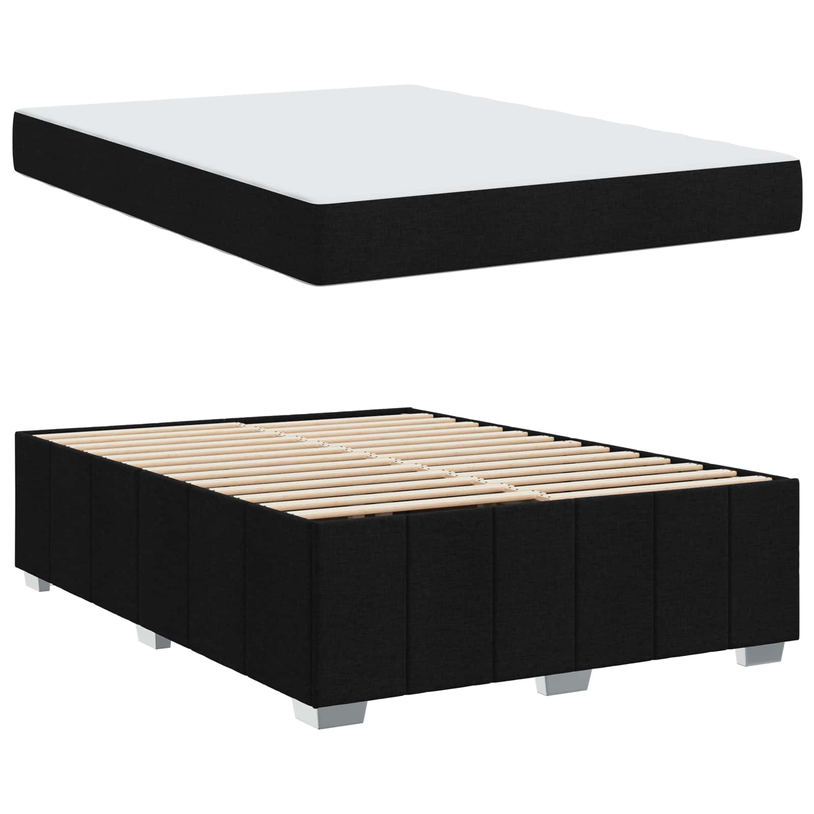 vidaXL Bettgestell mit Matratze Schwarz 140 x 200 cm Stoff