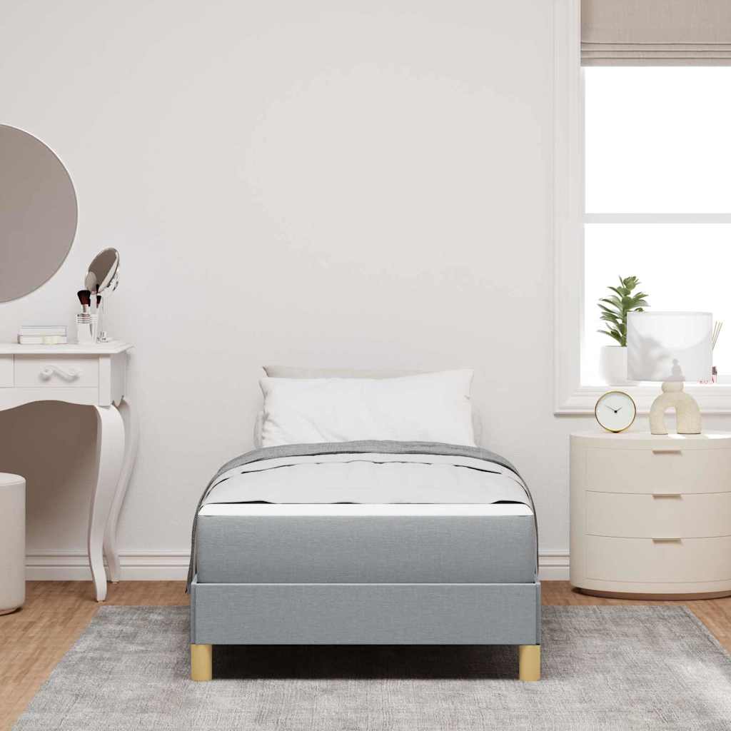 vidaXL Boxspringbett mit Matratze Hellgrau 80 x 200 cm Stoff