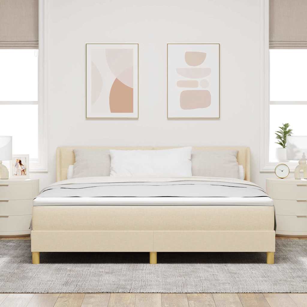 vidaXL Boxspringbett mit Matratze Creme 200 x 180 cm Polyester