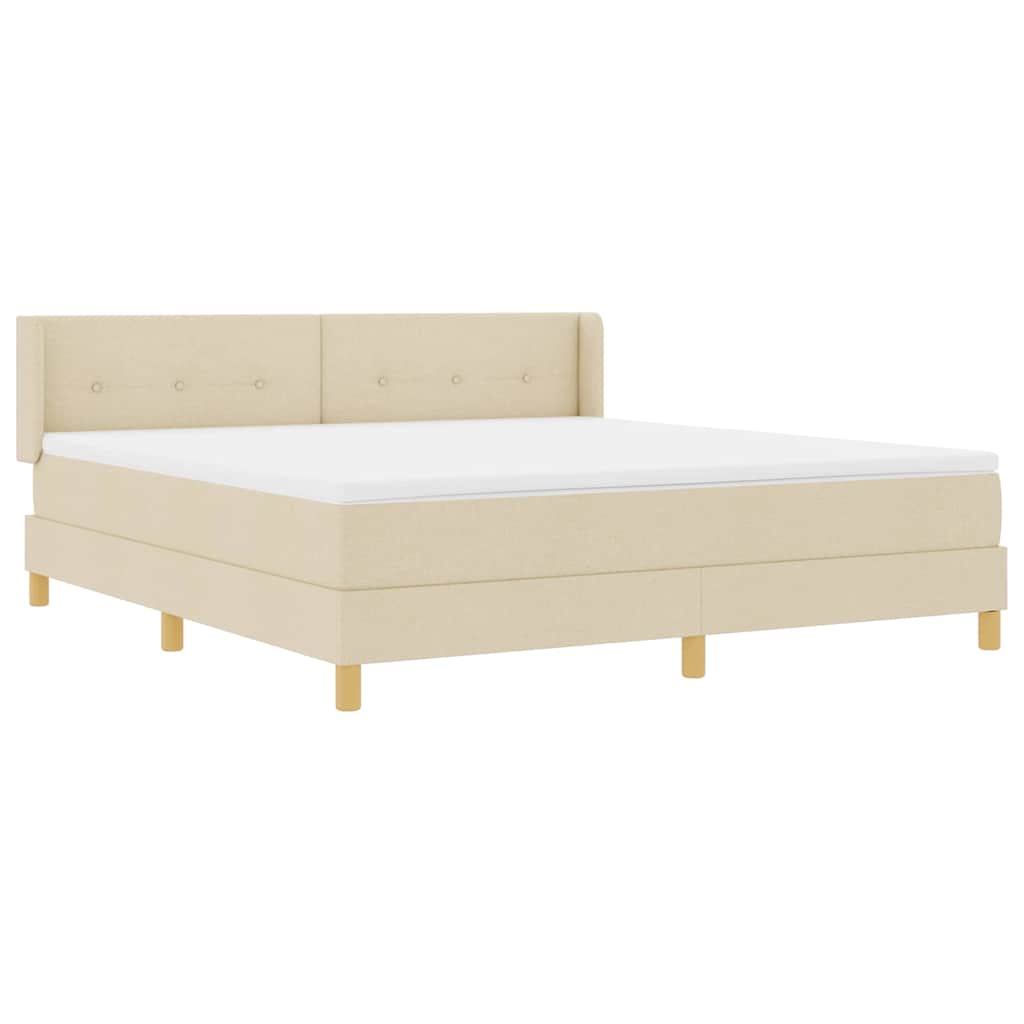 vidaXL Boxspringbett mit Matratze Creme 200 x 180 cm Polyester