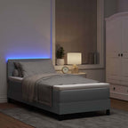 vidaXL Boxspringbett mit Matratze mit LED Hellgrau 80 x 200 cm Stoff