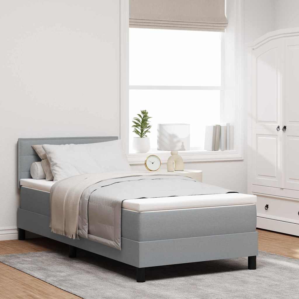 vidaXL Boxspringbett mit Matratze mit LED Hellgrau 80 x 200 cm Stoff