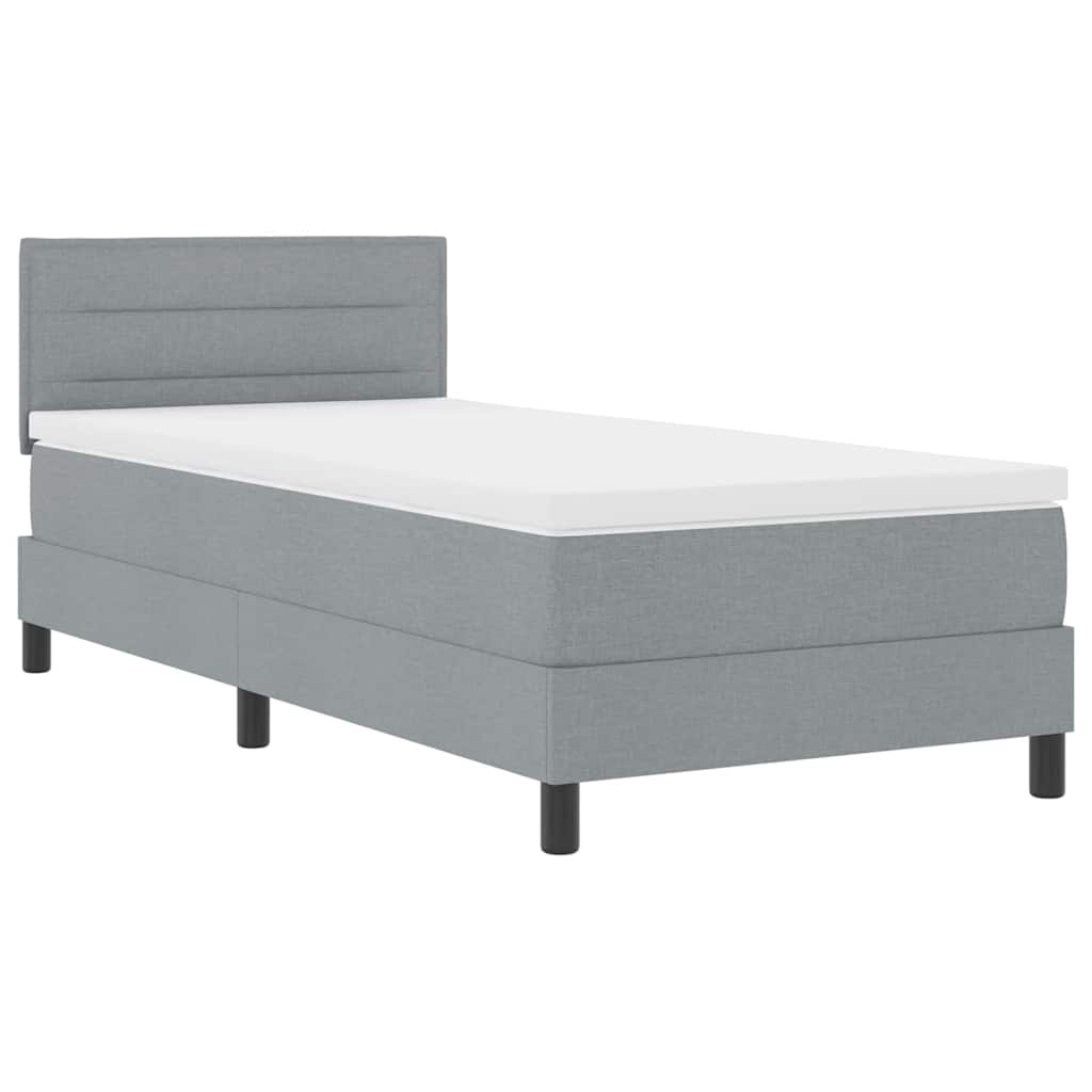 vidaXL Boxspringbett mit Matratze mit LED Hellgrau 80 x 200 cm Stoff