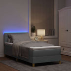 vidaXL LED Boxspringbett mit Kopfteil Hellgrau 80 x 200 cm Stoff