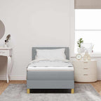vidaXL LED Boxspringbett mit Kopfteil Hellgrau 80 x 200 cm Stoff