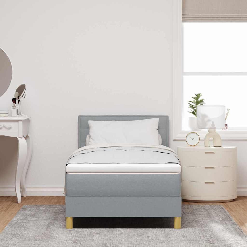 vidaXL LED Boxspringbett mit Kopfteil Hellgrau 80 x 200 cm Stoff
