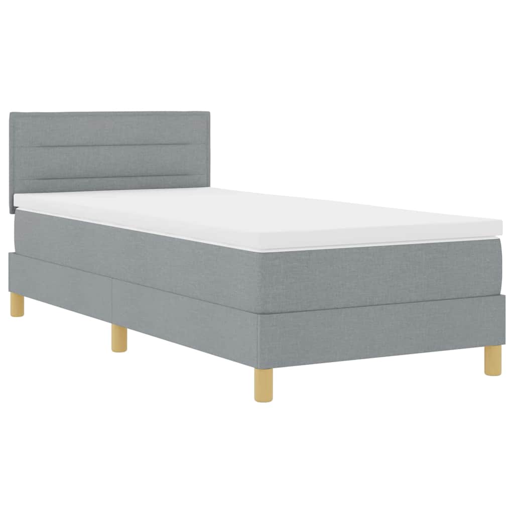 vidaXL LED Boxspringbett mit Kopfteil Hellgrau 80 x 200 cm Stoff