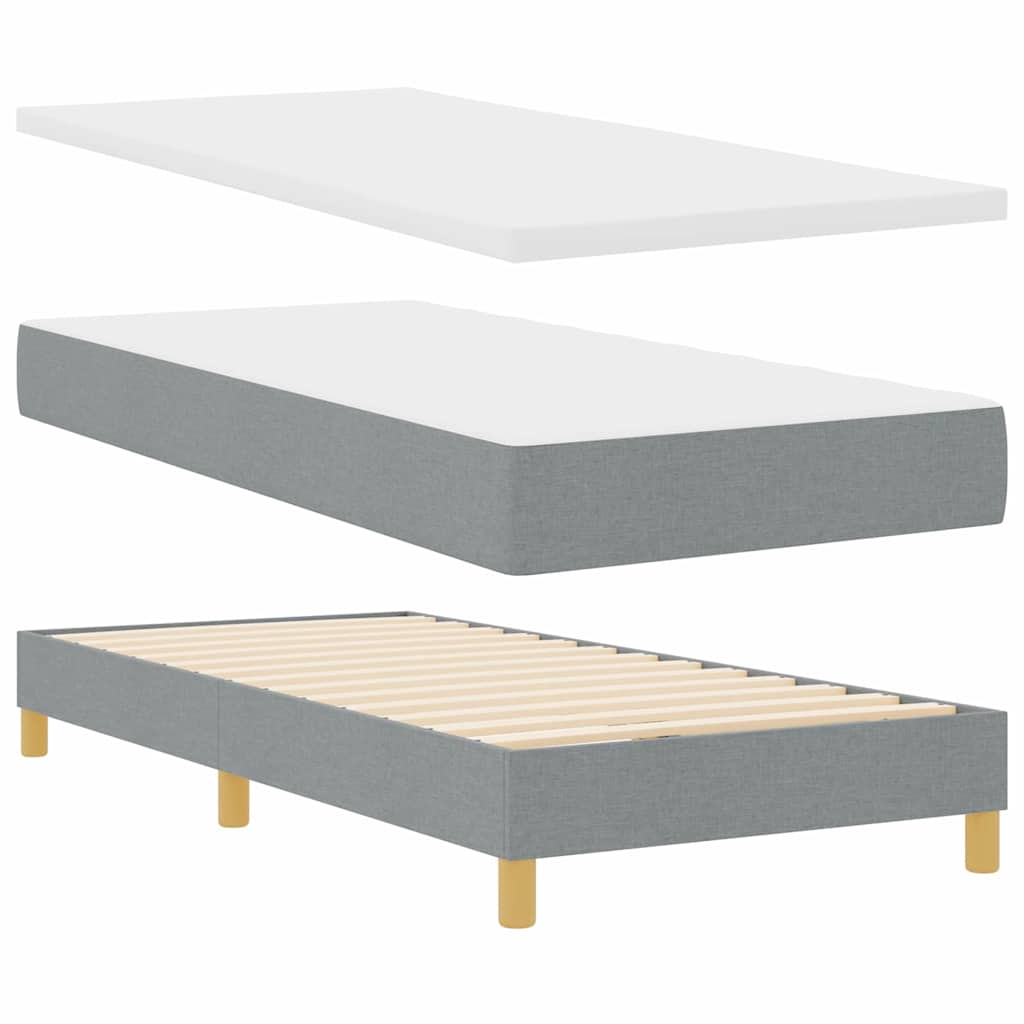 vidaXL LED Boxspringbett mit Kopfteil Hellgrau 80 x 200 cm Stoff