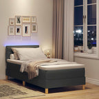 vidaXL LED Boxspringbett mit Kissen Dunkelgrau 80 x 200 cm Stoff