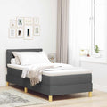 vidaXL LED Boxspringbett mit Kissen Dunkelgrau 80 x 200 cm Stoff