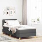 vidaXL LED Boxspringbett mit Kissen Dunkelgrau 80 x 200 cm Stoff