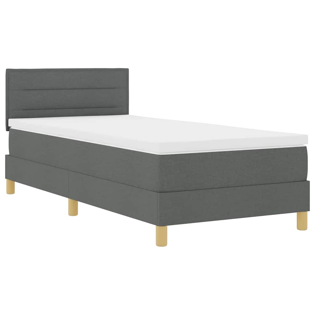 vidaXL LED Boxspringbett mit Kissen Dunkelgrau 80 x 200 cm Stoff