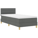 vidaXL LED Boxspringbett mit Kissen Dunkelgrau 80 x 200 cm Stoff