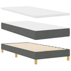 vidaXL LED Boxspringbett mit Kissen Dunkelgrau 80 x 200 cm Stoff