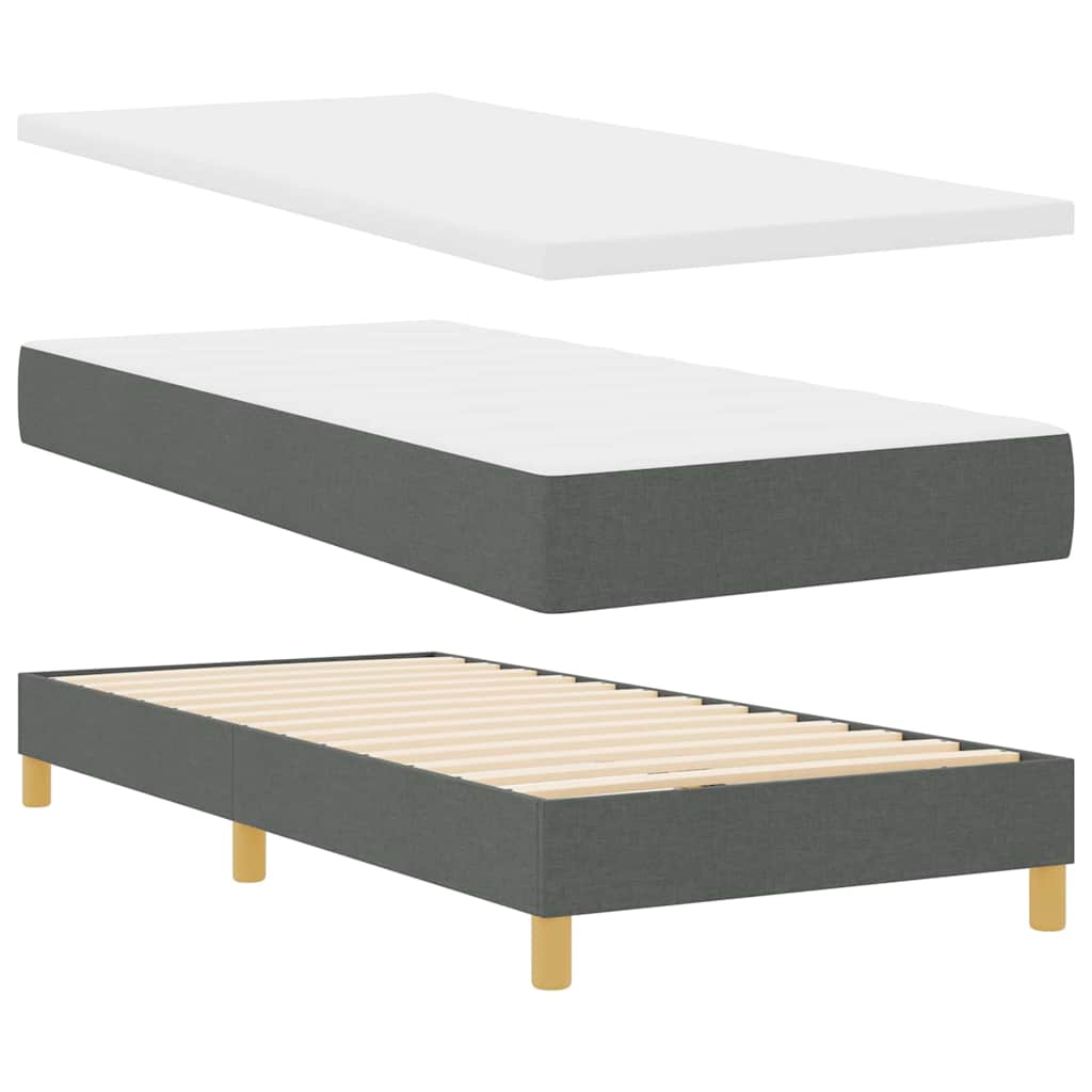 vidaXL LED Boxspringbett mit Kissen Dunkelgrau 80 x 200 cm Stoff