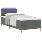 vidaXL LED Boxspringbett mit Kissen Dunkelgrau 80 x 200 cm Stoff