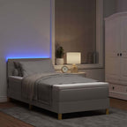 vidaXL LED Boxspringbett mit LED-Lichtleisten Taupe 80 x 200 cm Stoff