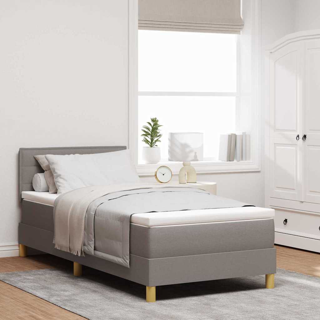 vidaXL LED Boxspringbett mit LED-Lichtleisten Taupe 80 x 200 cm Stoff