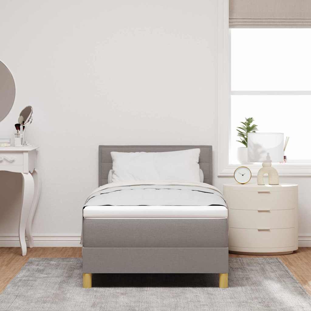 vidaXL LED Boxspringbett mit LED-Lichtleisten Taupe 80 x 200 cm Stoff