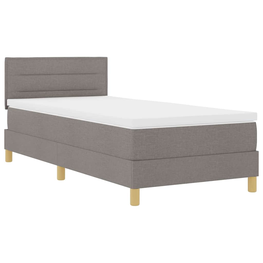 vidaXL LED Boxspringbett mit LED-Lichtleisten Taupe 80 x 200 cm Stoff