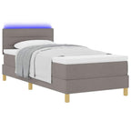 vidaXL LED Boxspringbett mit LED-Lichtleisten Taupe 80 x 200 cm Stoff