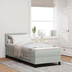 vidaXL LED Boxspringbett mit Matratze Hellgrau 80 x 200 cm Samt
