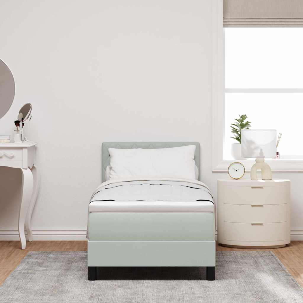 vidaXL LED Boxspringbett mit Matratze Hellgrau 80 x 200 cm Samt