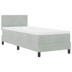 vidaXL LED Boxspringbett mit Matratze Hellgrau 80 x 200 cm Samt