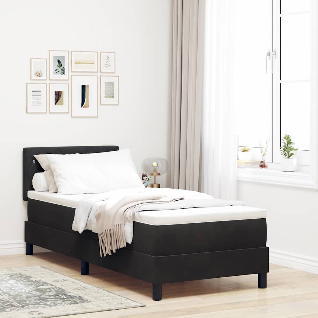 vidaXL LED Boxspringbett mit Matratze mit LED Schwarz 80 x 200 cm Samt