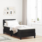 vidaXL LED Boxspringbett mit Matratze mit LED Schwarz 80 x 200 cm Samt
