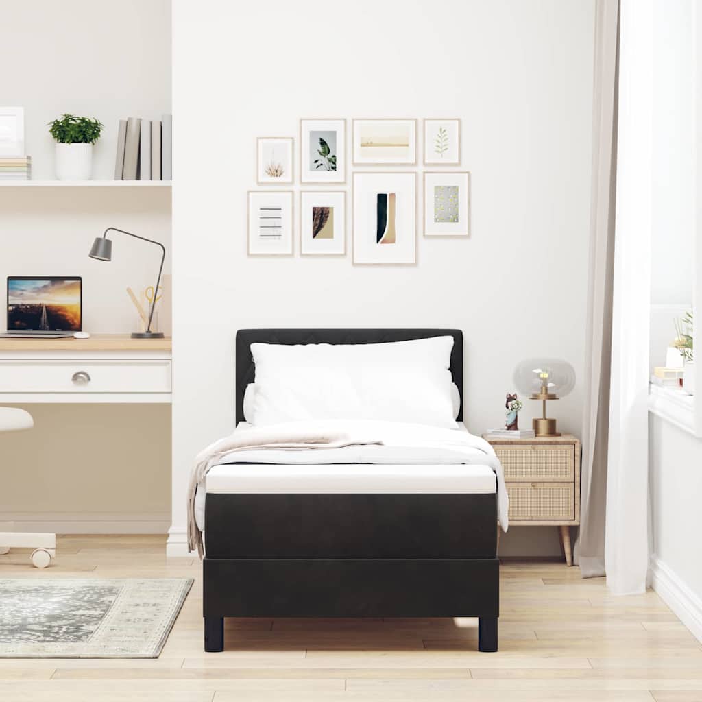 vidaXL LED Boxspringbett mit Matratze mit LED Schwarz 80 x 200 cm Samt