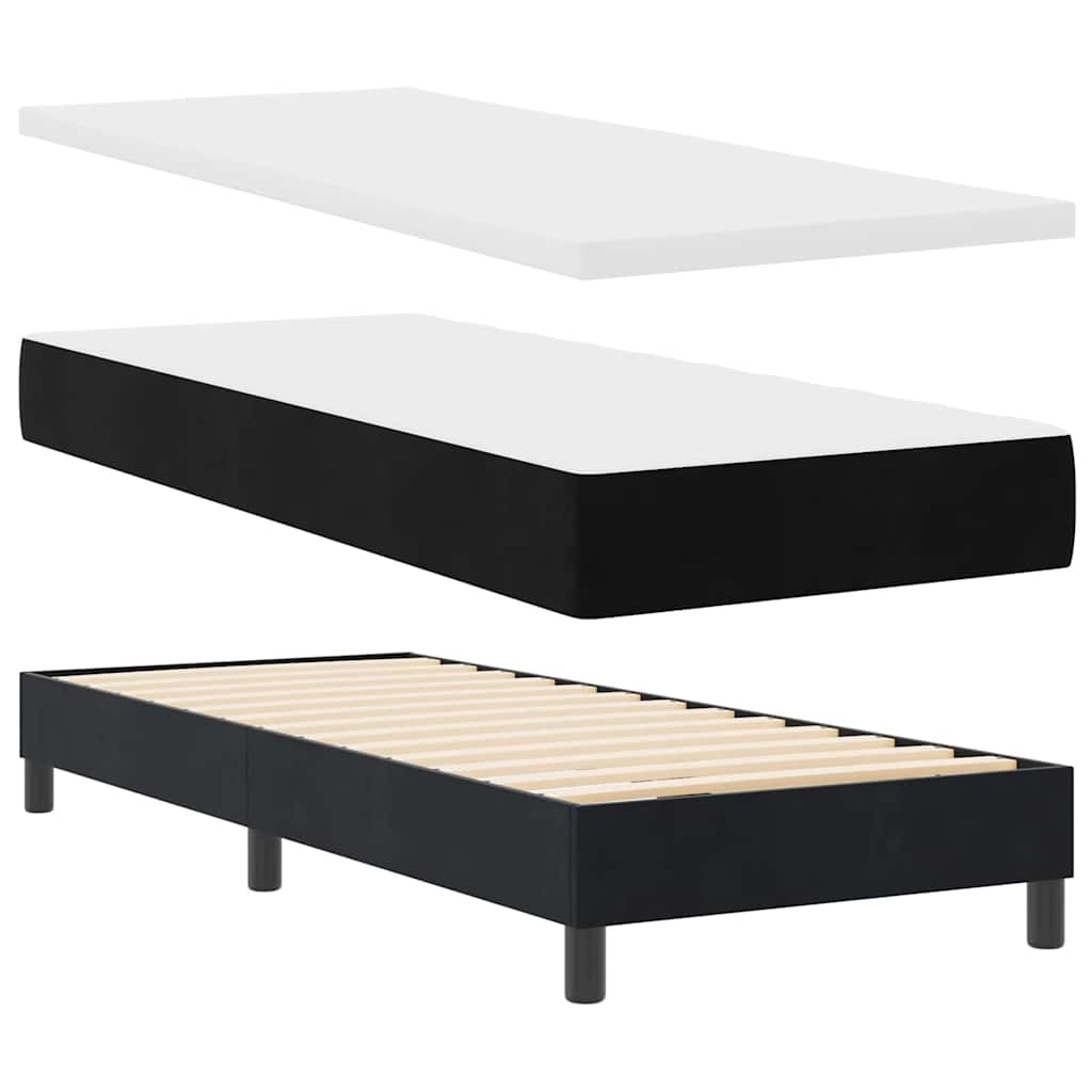 vidaXL LED Boxspringbett mit Matratze mit LED Schwarz 80 x 200 cm Samt