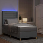 vidaXL Boxspringbett mit LED-Lichtleisten Hellgrau 80 x 200 cm Stoff