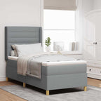 vidaXL Boxspringbett mit LED-Lichtleisten Hellgrau 80 x 200 cm Stoff