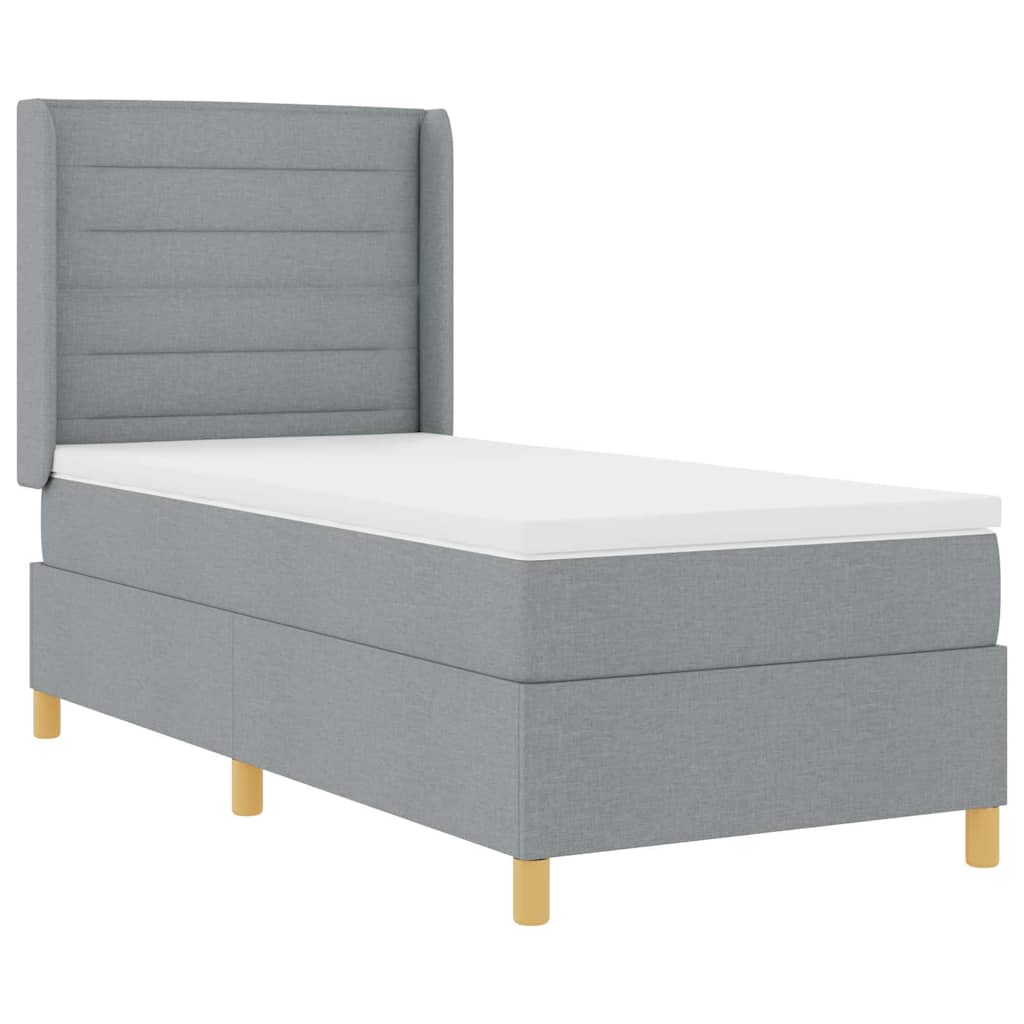 vidaXL Boxspringbett mit LED-Lichtleisten Hellgrau 80 x 200 cm Stoff