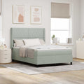 vidaXL Boxspringbett mit LED-Lichtleisten Hellgrau 140 x 190 cm Samt
