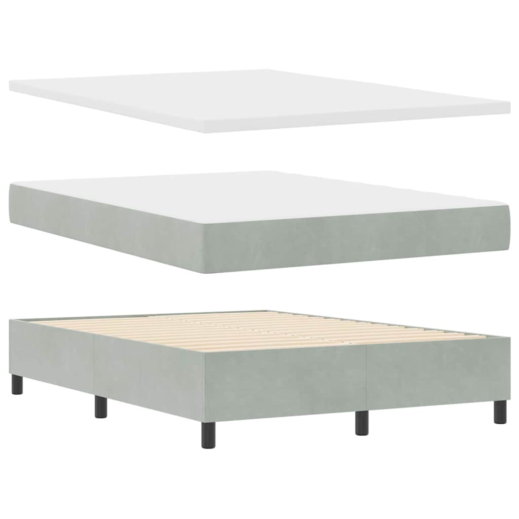 vidaXL Boxspringbett mit LED-Lichtleisten Hellgrau 140 x 190 cm Samt