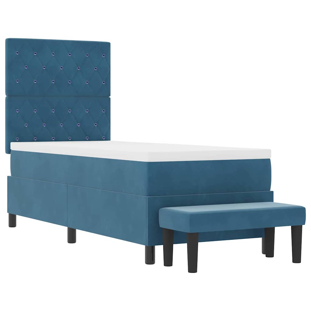 vidaXL Boxspringbett mit Kissen Dunkelblau 200 x 80 cm Samt