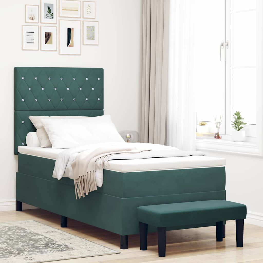 vidaXL Boxspringbett mit Kissen Dunkelblau 200 x 80 cm Samt