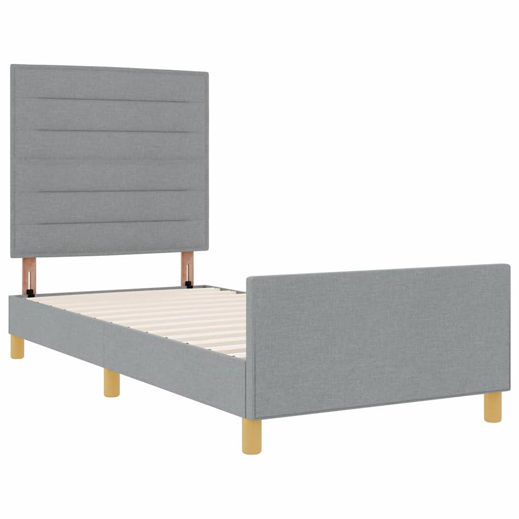 vidaXL Bettgestell mit Kopfteil Hellgrau 80 x 200 cm Stoff