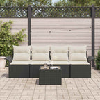 vidaXL Gartensofa-set mit Kissen 5 pcs Schwarz und Creme Poly-Rattan