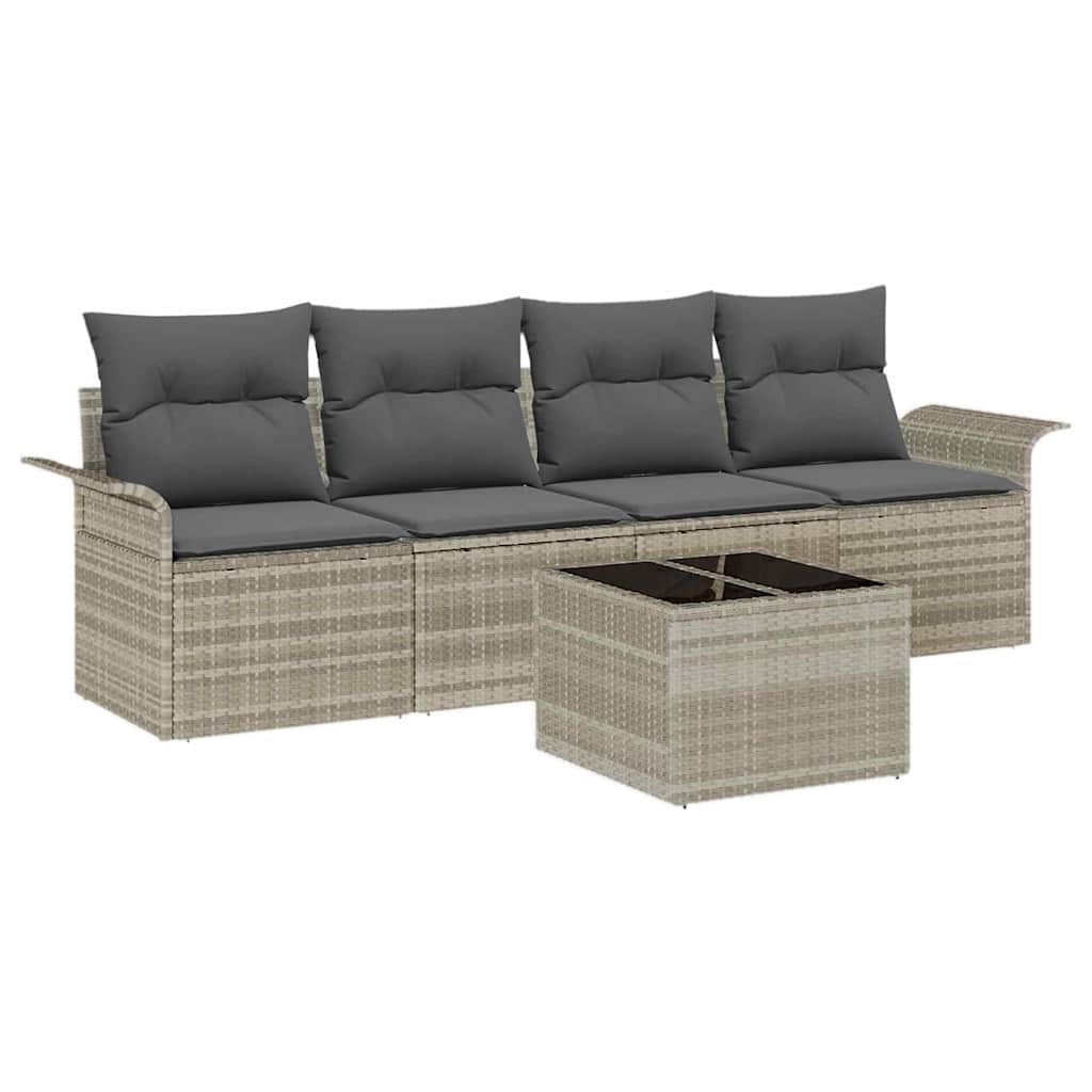 vidaXL Gartensofa-set 5 pcs Hellgrau und Dunkelgrau Poly-Rattan